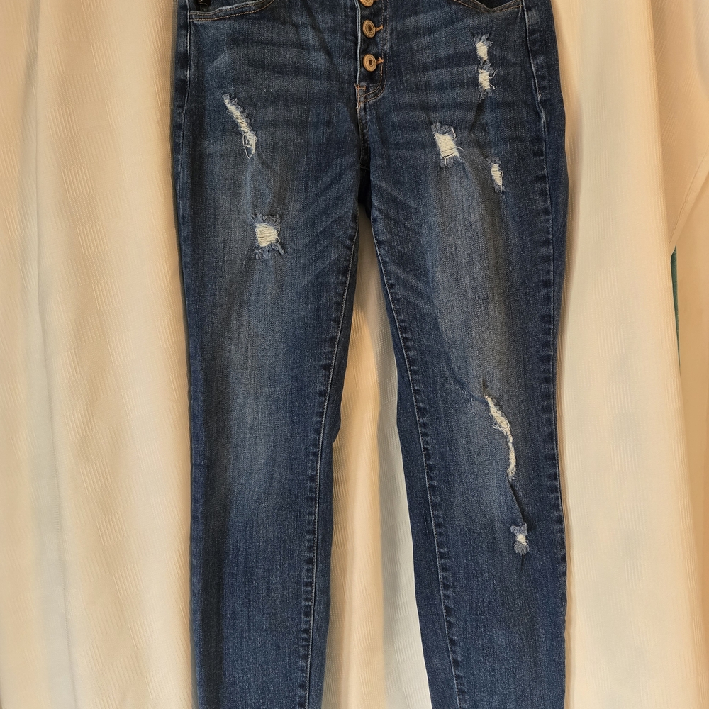 KanCan Women's Distressed Blue Jeans